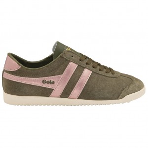 Gola Classics Bullet Flame Sneakers Khaki Różowe Polska | 9172ZAJLI