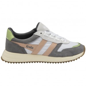 Gola Classics Chicago Sneakers Białe Różowe Zielone Polska | 1603JHOMN