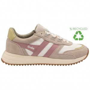 Gola Classics Chicago Sneakers Białe Szare Różowe Polska | 6893NZBUC