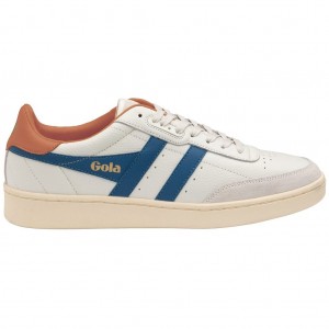 Gola Classics Contact Leather Sneakers Białe Niebieskie Pomarańczowe Polska | 6028MSHQK