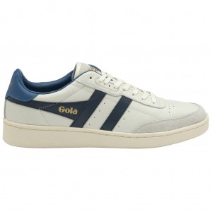 Gola Classics Contact Leather Sneakers Białe Granatowe Niebieskie Polska | 8705YCSMU