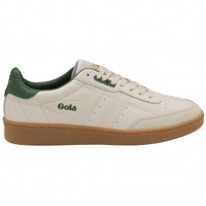 Gola Classics Contact Leather Sneakers Białe Zielone Polska | 0473PKIZM