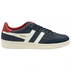 Gola Classics Contact Leather Sneakers Granatowe Białe Jasny Czerwone Polska | 1049CKNHF