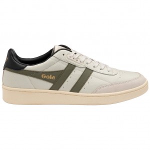 Gola Classics Contact Leather Sneakers Białe Khaki Czarne Polska | 8529MDANR