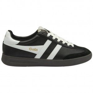 Gola Classics Cyclone Leather Sneakers Czarne Białe Ciemny Polska | 2937NCTBE