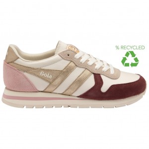 Gola Classics Daytona Quadrant Sneakers Białe Złote Różowe Polska | 7490QTNJV