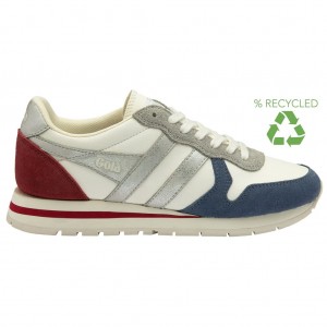 Gola Classics Daytona Quadrant Sneakers Białe Srebrne Jasny Czerwone Polska | 3812IQWUG