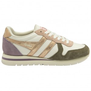 Gola Classics Daytona Quadrant Sneakers Białe Khaki Różowe Złote Polska | 5670PTSGZ