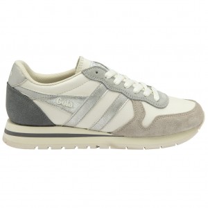 Gola Classics Daytona Quadrant Sneakers Białe Szare Srebrne Polska | 7961DOPAQ