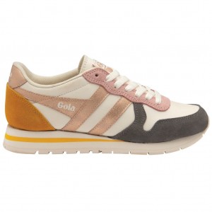 Gola Classics Daytona Quadrant Sneakers Białe Różowe Złote Polska | 6517OYAMZ