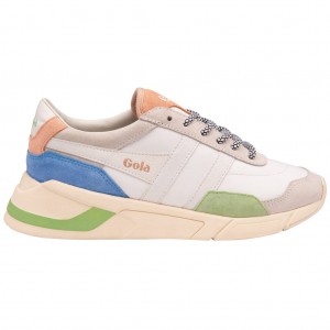 Gola Classics Eclipse Trident Sneakers Białe Zielone Niebieskie Polska | 1965HFYGM