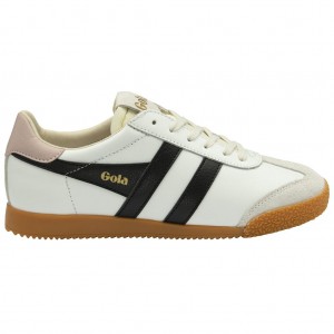 Gola Classics Elan Leather Sneakers Białe Czarne Różowe Polska | 6052CZWXI