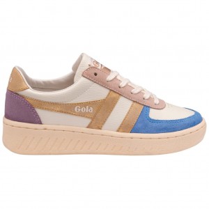 Gola Classics Grandslam Quadrant Sneakers Białe Niebieskie Złote Polska | 0267AOMHU