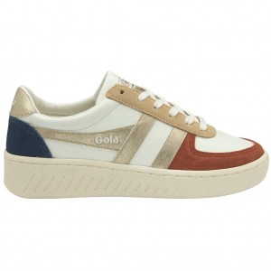Gola Classics Grandslam Quadrant Sneakers Białe Pomarańczowe Złote Polska | 9634JLNDS