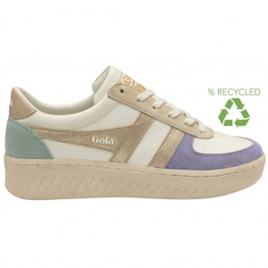 Gola Classics Grandslam Quadrant Sneakers Białe Lawenda Złote Zielone Polska | 4938DQZGE