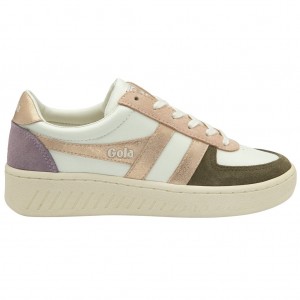 Gola Classics Grandslam Quadrant Sneakers Białe Khaki Różowe Złote Polska | 2169NYRWJ