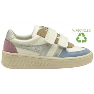 Gola Classics Grandslam Quadrant Strap Sneakers Białe Srebrne Polska | 6713QBJYW
