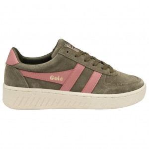 Gola Classics Grandslam Suede Sneakers Khaki Koralowe Różowe Polska | 1265FSVAG