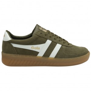 Gola Classics Grandslam Suede Sneakers Khaki Białe Polska | 2405FGHZX