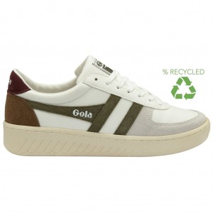 Gola Classics Grandslam Trident Sneakers Białe Khaki Bordowe Polska | 4587RNJCO