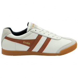 Gola Classics Harrier Leather Sneakers Białe Pomarańczowe Granatowe Polska | 8436AVZSF