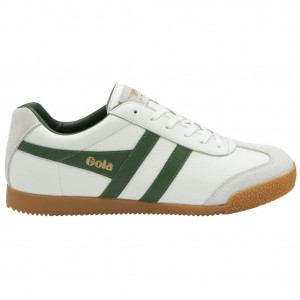 Gola Classics Harrier Leather Sneakers Białe Zielone Zielone Polska | 1258IVLSX