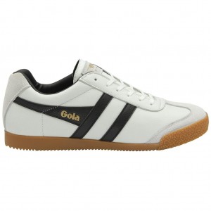 Gola Classics Harrier Leather Sneakers Białe Czarne Czarne Polska | 6340KSHPN
