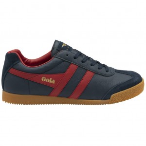 Gola Classics Harrier Leather Sneakers Granatowe Jasny Czerwone Jasny Czerwone Polska | 8356DCTXV