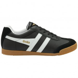 Gola Classics Harrier Leather Sneakers Czarne Białe Białe Polska | 0734LYSOX
