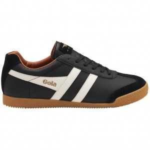 Gola Classics Harrier Leather Sneakers Czarne Białe Pomarańczowe Polska | 0864AETVU