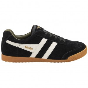 Gola Classics Harrier Suede Sneakers Czarne Białe Khaki Polska | 3625XPBTQ