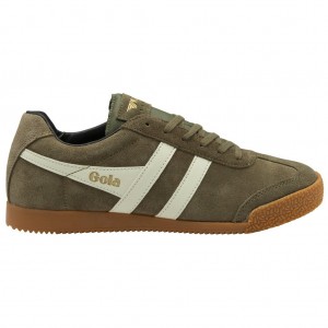 Gola Classics Harrier Suede Sneakers Khaki Białe Czarne Polska | 8516BTFGL