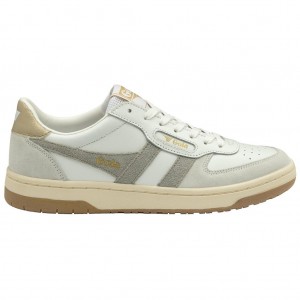 Gola Classics Hawk Sneakers Białe Głęboka Szare Złote Polska | 7402RVPWO