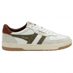 Gola Classics Hawk Sneakers Białe Khaki Polska | 6301VLXDY