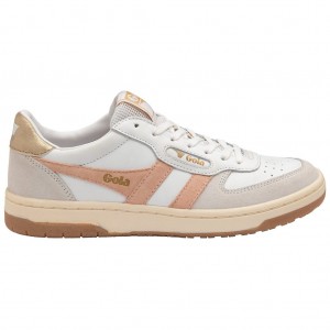 Gola Classics Hawk Sneakers Białe Różowe Złote Polska | 1984FSJRC