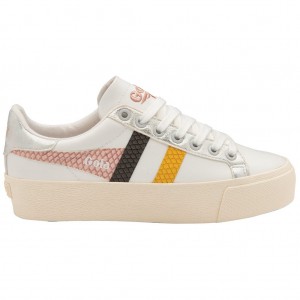 Gola Classics Orchid Platform Trident Snake Sneakers Białe Różowe Polska | 8609JKTDH