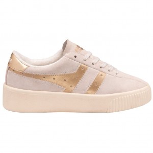 Gola Classics Super Court Metallic Sneakers Białe Złote Polska | 6142VMCHP