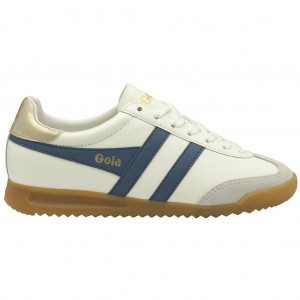 Gola Classics Torpedo Leather Sneakers Białe Złote Polska | 9741RXQZW