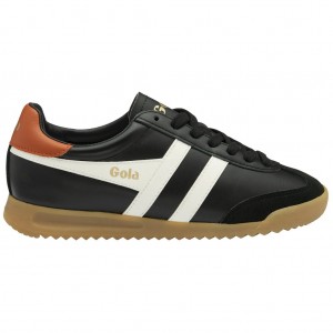 Gola Classics Torpedo Leather Sneakers Czarne Białe Pomarańczowe Polska | 5023LQICX