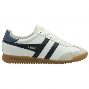 Gola Classics Torpedo Leather Sneakers Białe Granatowe Polska | 6813ZFXMU