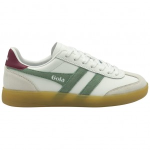 Gola Classics Viper Leather Sneakers Białe Zielone Polska | 8402CVWPR
