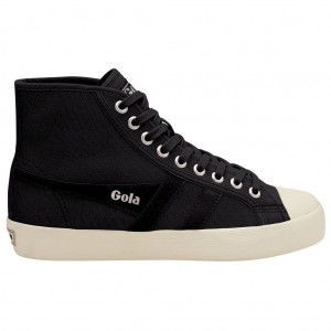 Gola Vegan Classics Coaster High Sneakers Czarne Białe Polska | 1650UPDRX