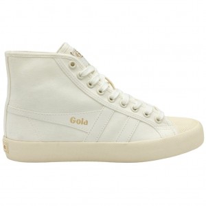 Gola Vegan Classics Coaster High Sneakers Białe Złote Polska | 0641AXOLF