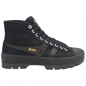 Gola Vegan Classics Coaster Peak High Sneakers Czarne Czarne Czarne Polska | 9801HVZXC