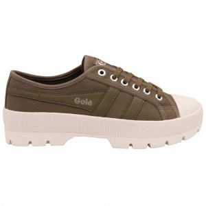 Gola Vegan Classics Coaster Peak Sneakers Khaki Khaki Białe Polska | 3091VOTRZ