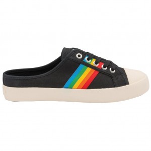 Gola Vegan Classics Coaster Rainbow Mule Plimsolls Shoes Czarne Polska | 2037ZKHUM