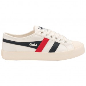 Gola Vegan Classics Coaster Shoes Białe Granatowe Czerwone Polska | 3684SEUGQ