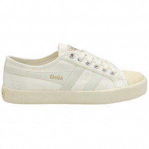 Gola Vegan Classics Coaster Shoes Białe Złote Polska | 3459BEHOQ