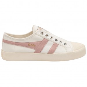 Gola Vegan Classics Coaster Slip Shoes Białe Różowe Polska | 4052MKZTE