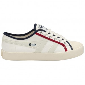 Gola Vegan Classics Coaster Smash Shoes Białe Granatowe Jasny Czerwone Polska | 1657CHQBU